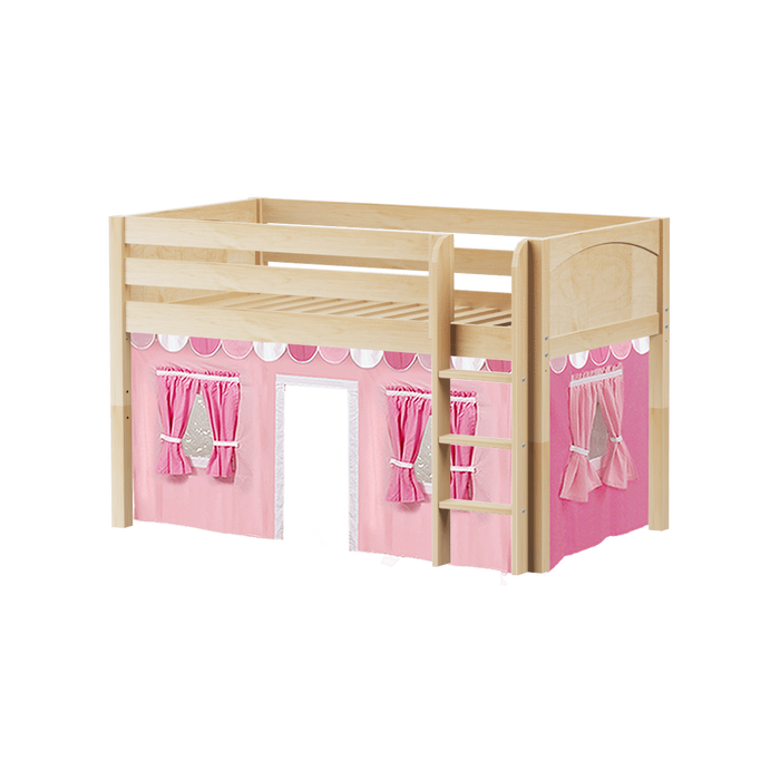 Maxtrix Twin Low Loft Bed with Straight Ladder + Curtain (800 Lbs. Rating)