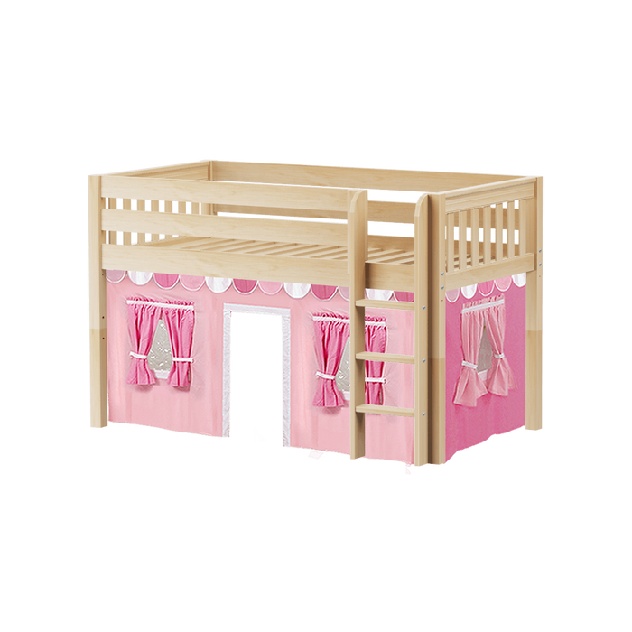 Maxtrix Twin Low Loft Bed with Straight Ladder + Curtain (800 Lbs. Rating)