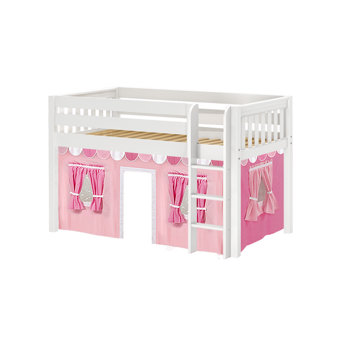 Maxtrix Twin Low Loft Bed with Straight Ladder + Curtain (800 Lbs. Rating)