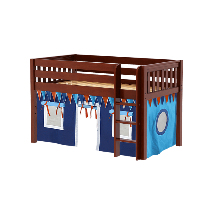 Maxtrix Twin Low Loft Bed with Straight Ladder + Curtain (800 Lbs. Rating)