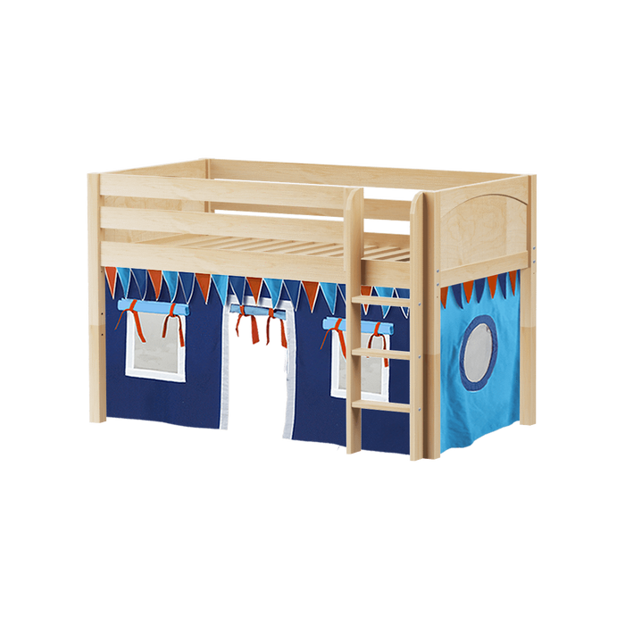 Maxtrix Twin Low Loft Bed with Straight Ladder + Curtain (800 Lbs. Rating)