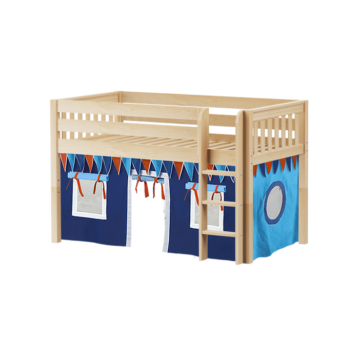 Maxtrix Twin Low Loft Bed with Straight Ladder + Curtain (800 Lbs. Rating)