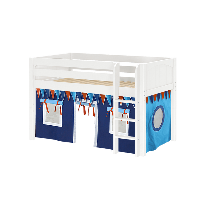 Maxtrix Twin Low Loft Bed with Straight Ladder + Curtain (800 Lbs. Rating)