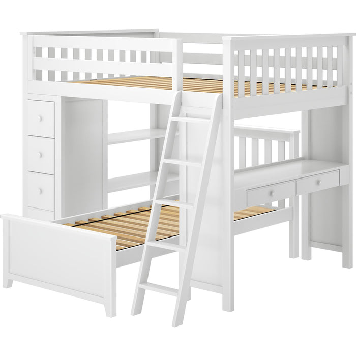 Jackpot Deluxe Full over Twin L-Shape Bunk with Desk + Storage