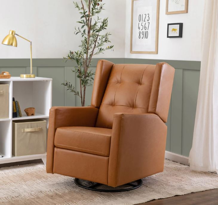 Davinci Maddox Recliner and Swivel Glider in Vegan Leather