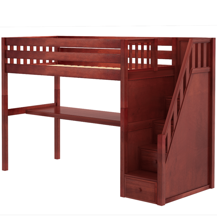 Maxtrix Twin XL High Loft Bed with Stairs + Desk (800 Lbs. Rating)