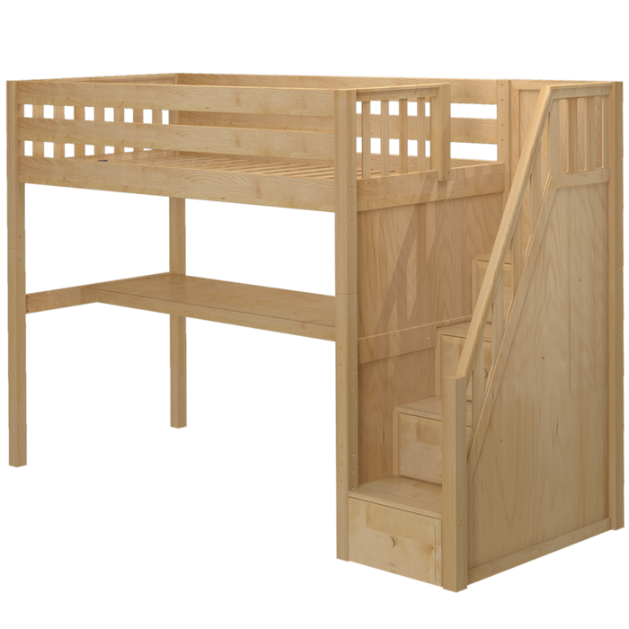Maxtrix Twin XL High Loft Bed with Stairs + Desk (800 Lbs. Rating)