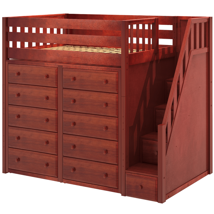 Maxtrix Twin High Loft Bed with Stairs + Storage (800 Lbs. Rating)