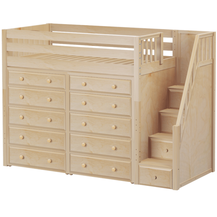 Maxtrix Twin High Loft Bed with Stairs + Storage (800 Lbs. Rating)