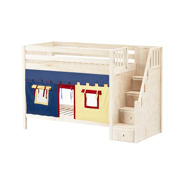Maxtrix Twin Medium Bunk Bed with Stairs+ Curtain (800 Lbs. Rating)