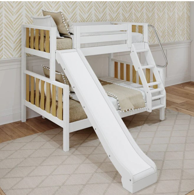 Maxtrix Modern Twin over Full Bunk Bed with Slide Holds up to 800 lbs.