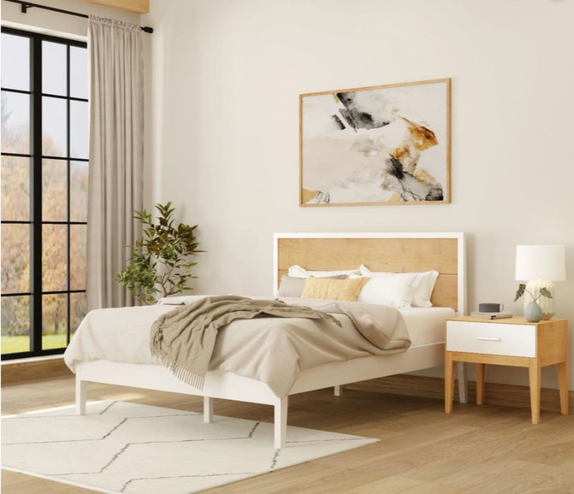 Maxtrix Scandinavian Bed White and Natural