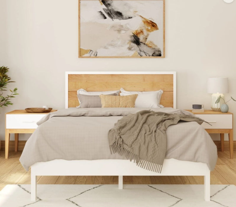 Maxtrix Scandinavian Bed White and Natural