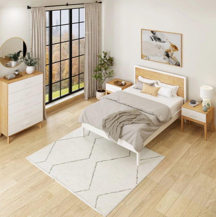 Maxtrix Scandinavian Bed White and Natural