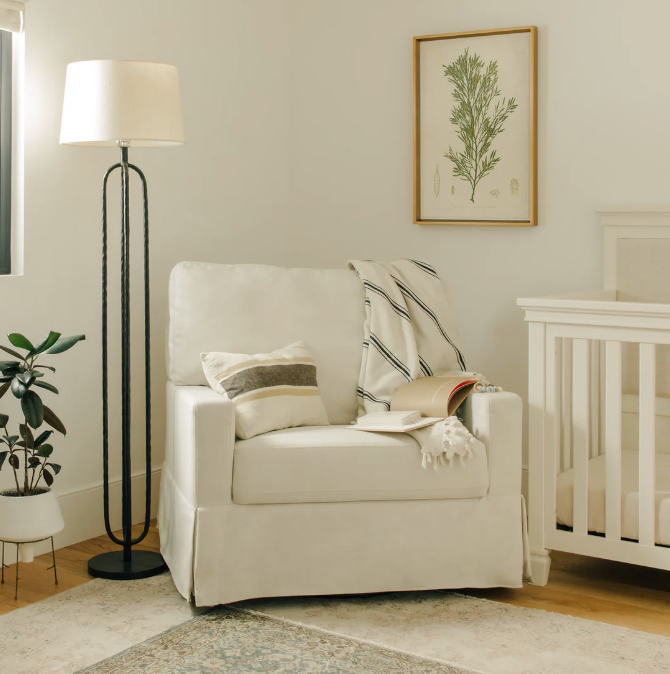 Crawford Pillowback Chair and a Half, Comfort Swivel Glider in Eco-Performance Fabric | Water Repellent & Stain Resistant