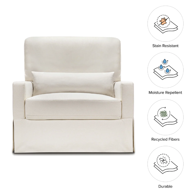 Crawford Pillowback Chair and a Half, Comfort Swivel Glider in Eco-Performance Fabric | Water Repellent & Stain Resistant
