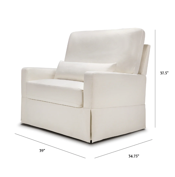 Crawford Pillowback Chair and a Half, Comfort Swivel Glider in Eco-Performance Fabric | Water Repellent & Stain Resistant