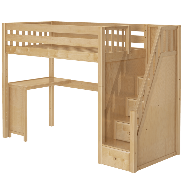 Maxtrix Twin High Loft Bed with Stairs + Corner Desk (800 Lbs. Rating)