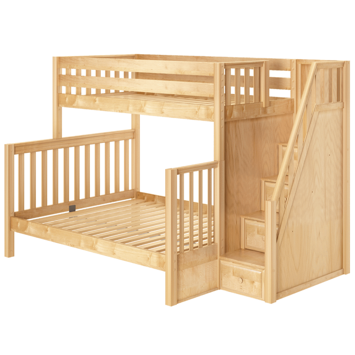 Maxtrix High Twin XL over Queen Bunk Bed with Stairs (800 Lbs. Rating)