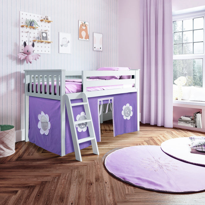 Jackpot Deluxe Twin Play Loft with Purple/White Curtain
