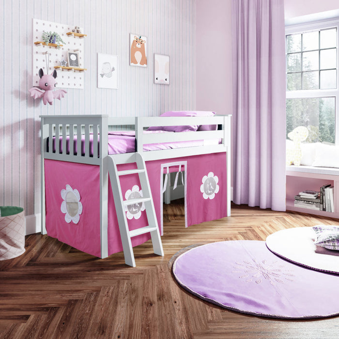 Jackpot Deluxe Twin Play Loft with Pink/White Curtain