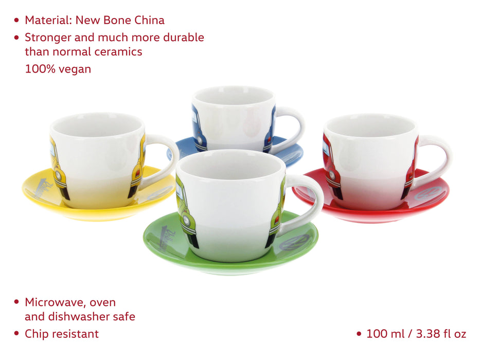 VW Beetle Espresso Cup 4-pc Set 100ml - Front/4 Colors