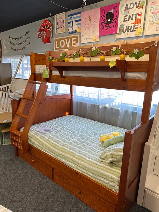 Floor Model Clearance Chestnut Maxtrix High Twin over Full Bunk Bed w/ Under Bed Storage(800 Lbs. Rating)