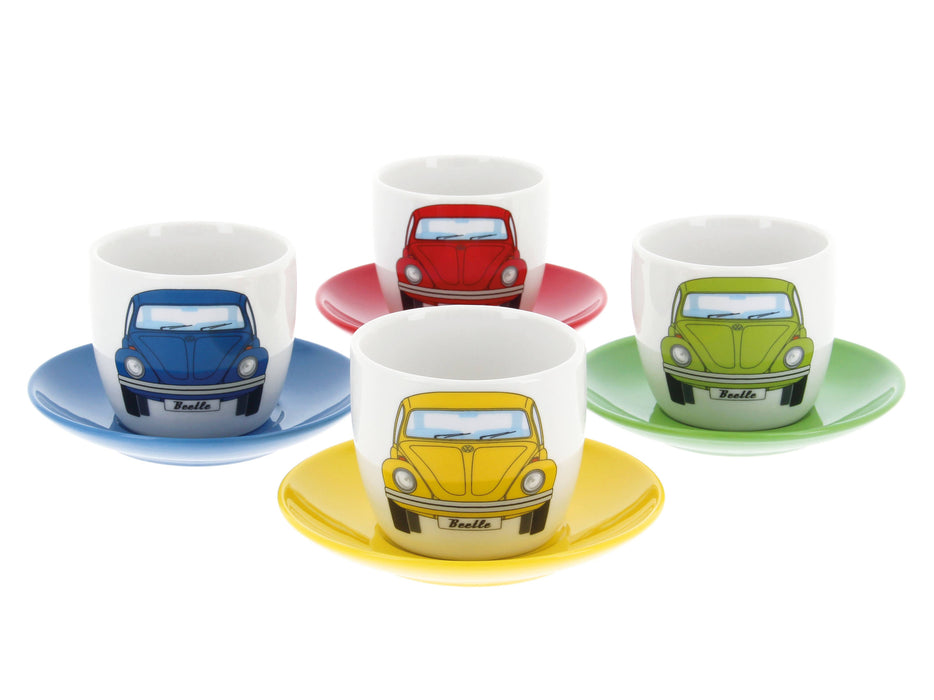 VW Beetle Espresso Cup 4-pc Set 100ml - Front/4 Colors