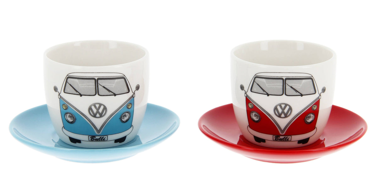 VW T1 Bus Espresso Cup 2-pc Set 100ml - Front/BL & RD — Molly Monkey