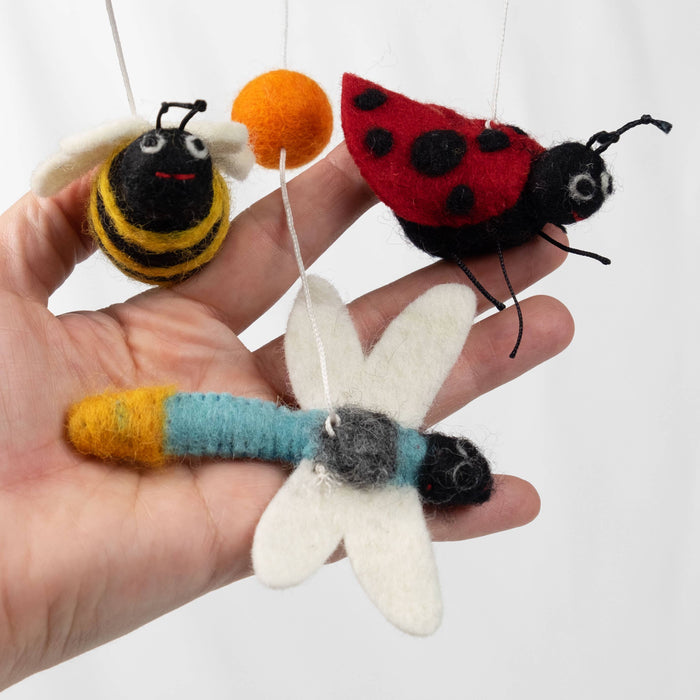 Felt Mobile Garden Friends Frog, Butterfly, Snail, Dragonfly