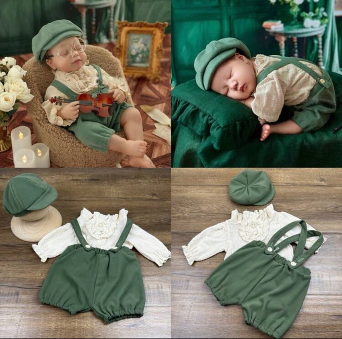 Newborn Photography Outfit Green 3 Piece