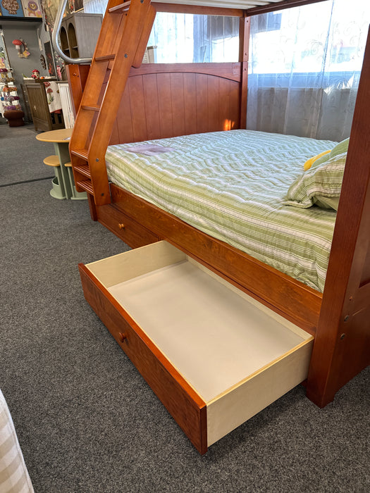 Floor Model Clearance Chestnut Maxtrix High Twin over Full Bunk Bed w/ Under Bed Storage(800 Lbs. Rating)