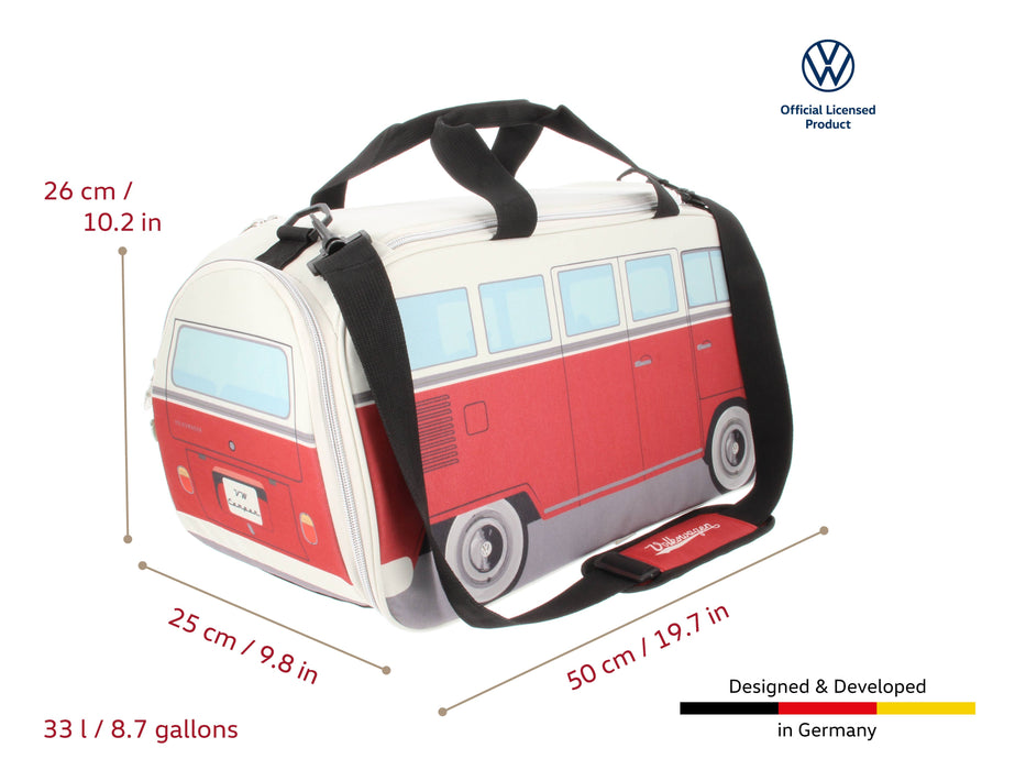 VW Bus Gym Workout Yoga Weekender Travel Bag - RD/BG (S)