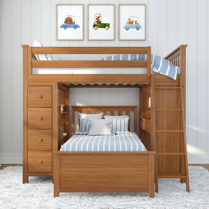 Jackpot Deluxe Full over Twin L-Shape Bunk with Desk + Storage