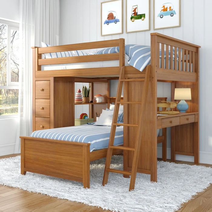 Jackpot Deluxe Full over Twin L-Shape Bunk with Desk + Storage