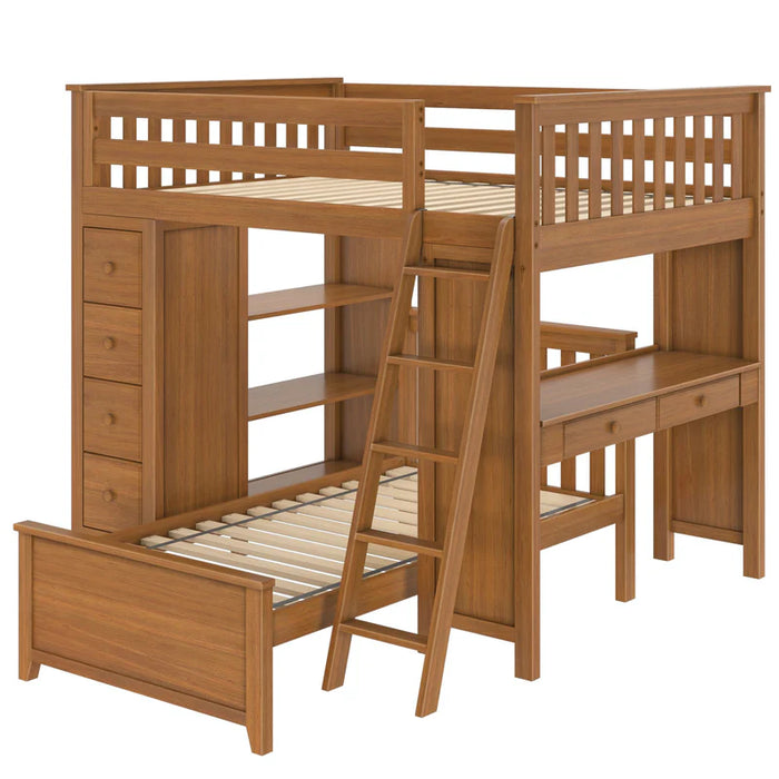 Jackpot Deluxe Full over Twin L-Shape Bunk with Desk + Storage