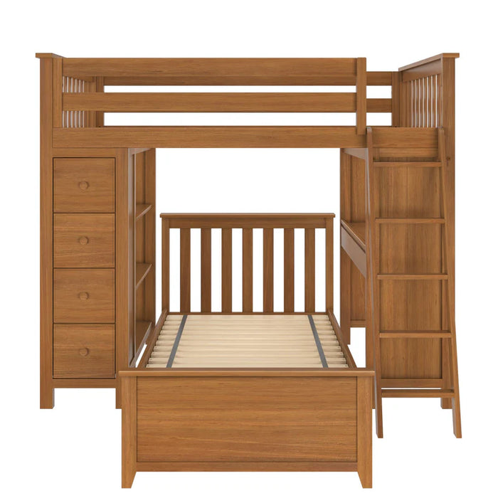 Jackpot Deluxe Full over Twin L-Shape Bunk with Desk + Storage