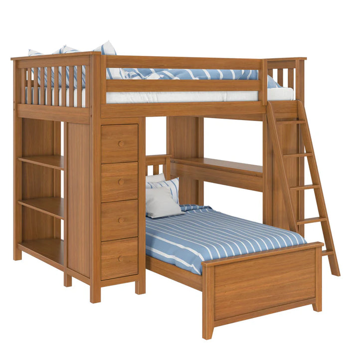 Jackpot Deluxe Full over Twin L-Shape Bunk with Desk + Storage