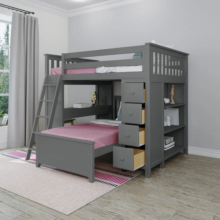 Jackpot Deluxe Full over Twin L-Shape Bunk with Desk + Storage