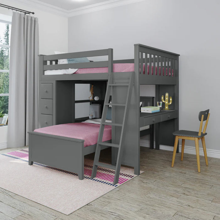 Jackpot Deluxe Full over Twin L-Shape Bunk with Desk + Storage