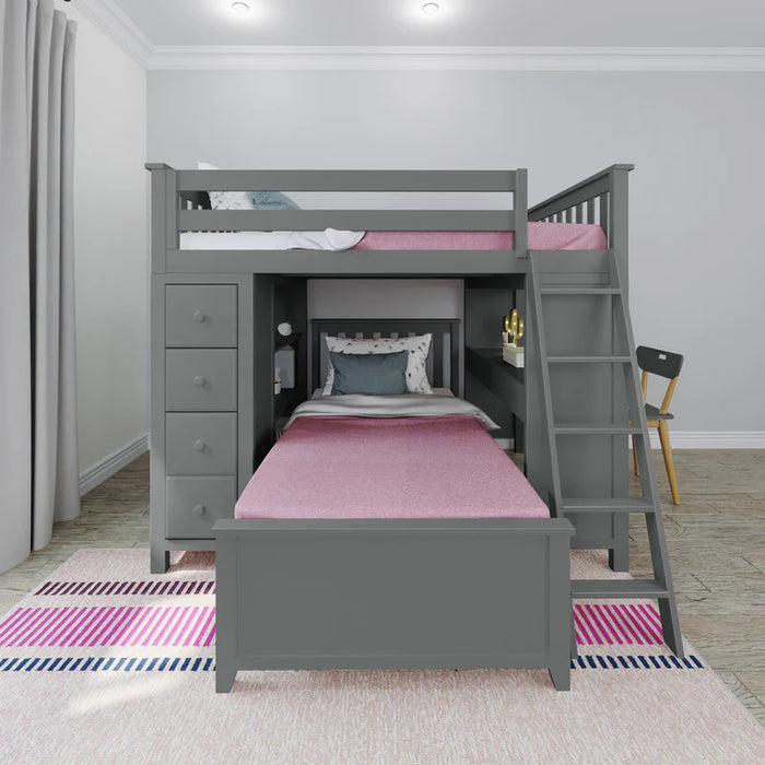 Jackpot Deluxe Full over Twin L-Shape Bunk with Desk + Storage