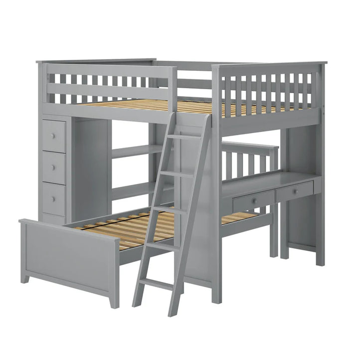 Jackpot Deluxe Full over Twin L-Shape Bunk with Desk + Storage