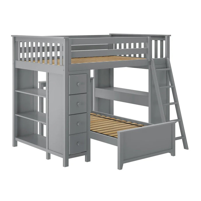 Jackpot Deluxe Full over Twin L-Shape Bunk with Desk + Storage