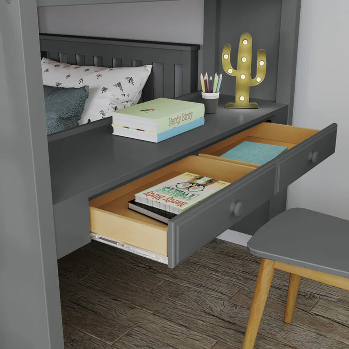 Jackpot Deluxe Full over Twin L-Shape Bunk with Desk + Storage