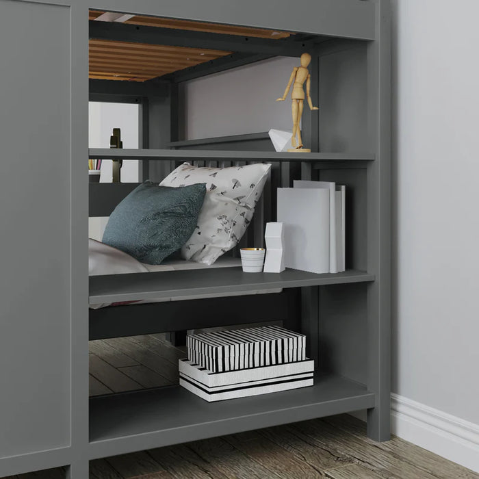Jackpot Deluxe Full over Twin L-Shape Bunk with Desk + Storage