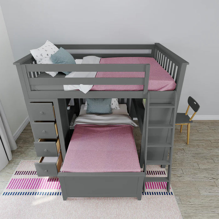 Jackpot Deluxe Full over Twin L-Shape Bunk with Desk + Storage