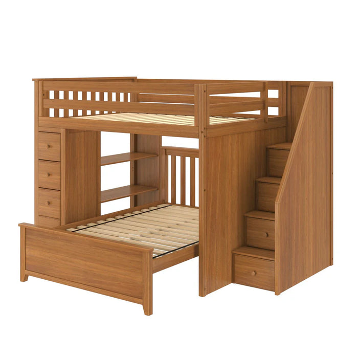 Jackpot Deluxe Full over Full L-shape Bunk with Staircase + Storage