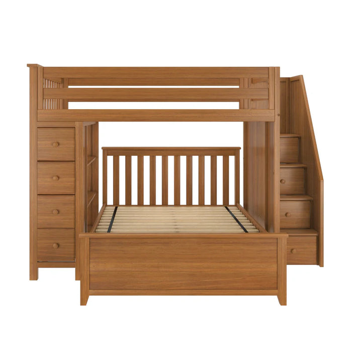 Jackpot Deluxe Full over Full L-shape Bunk with Staircase + Storage