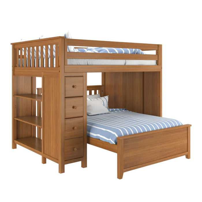 Jackpot Deluxe Full over Full L-shape Bunk with Staircase + Storage