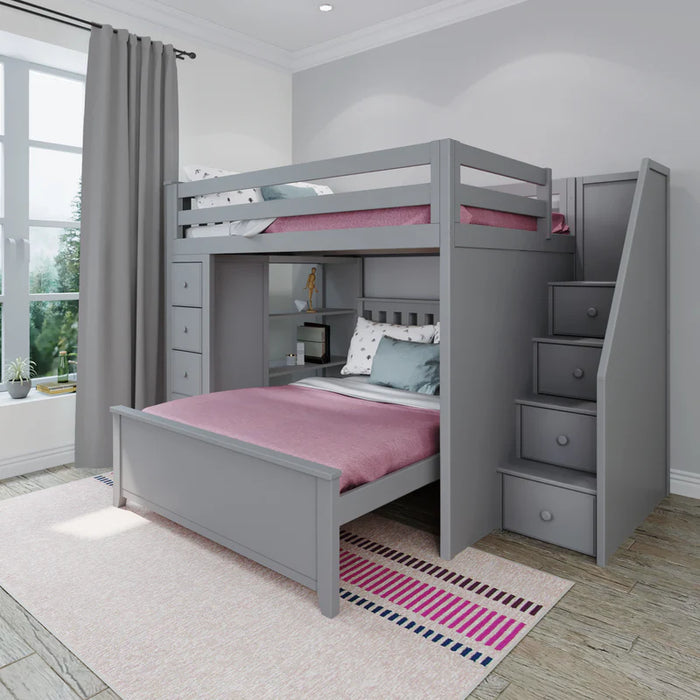 Jackpot Deluxe Full over Full L-shape Bunk with Staircase + Storage